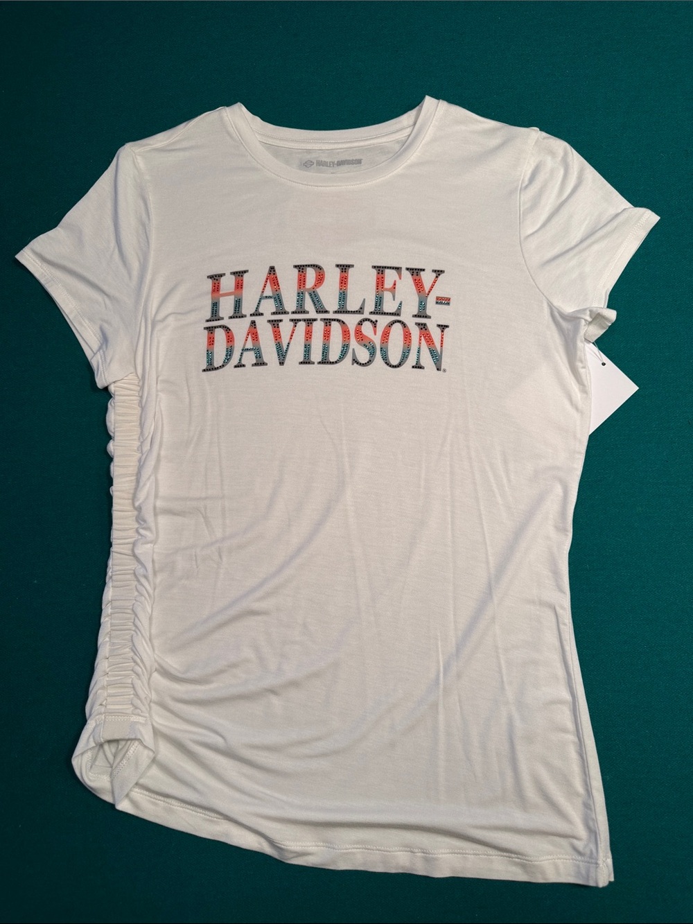 Harley-Davidson White Tee with Coral Accent Logo